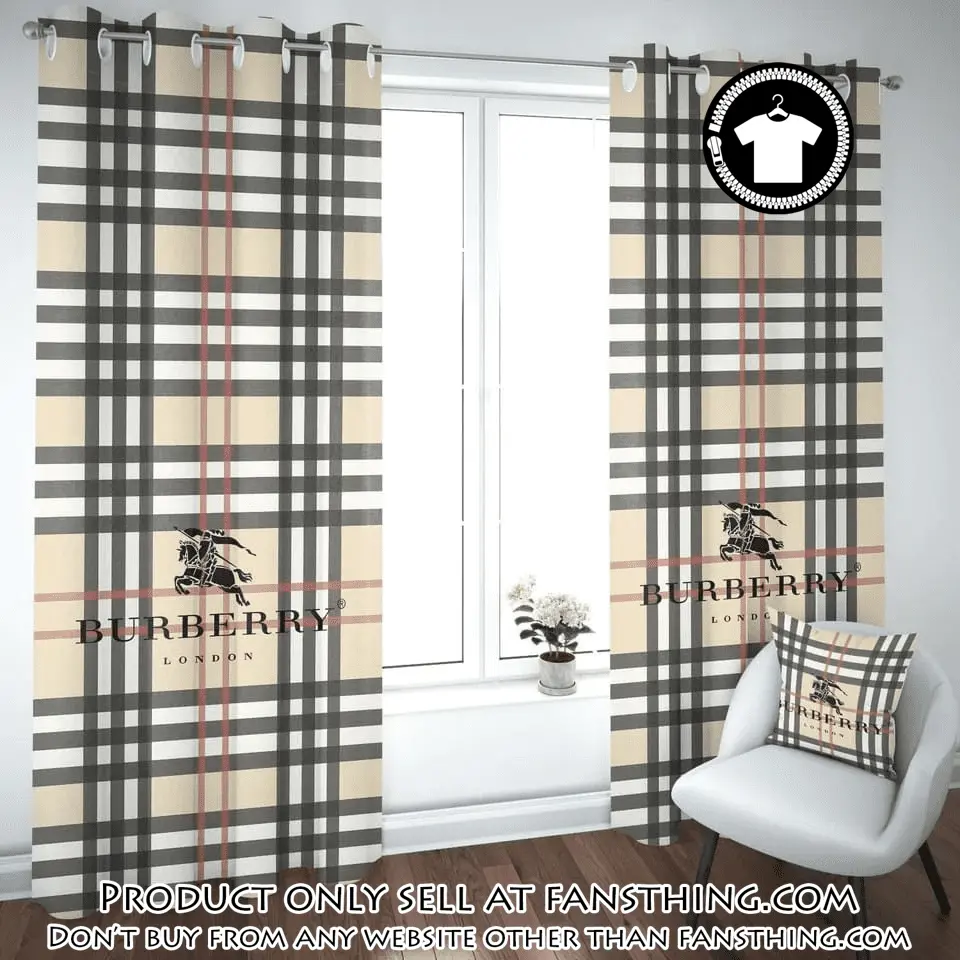 Burberry pattern premium window curtains hot  luxury curtain wc110 fst0036698